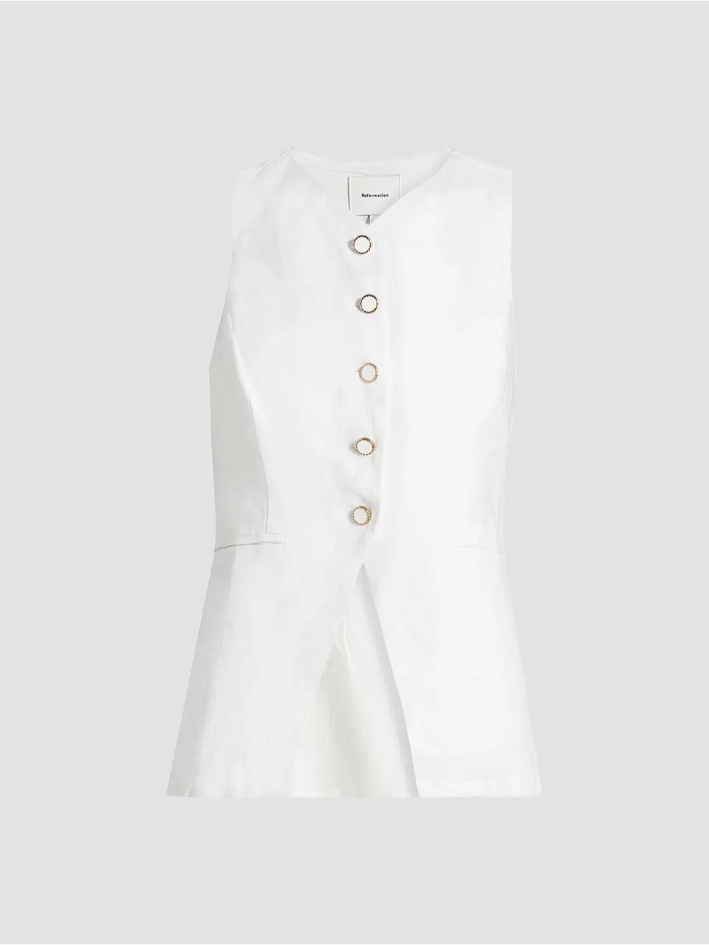 Reformation Aspen White Sleeveless Linen Top